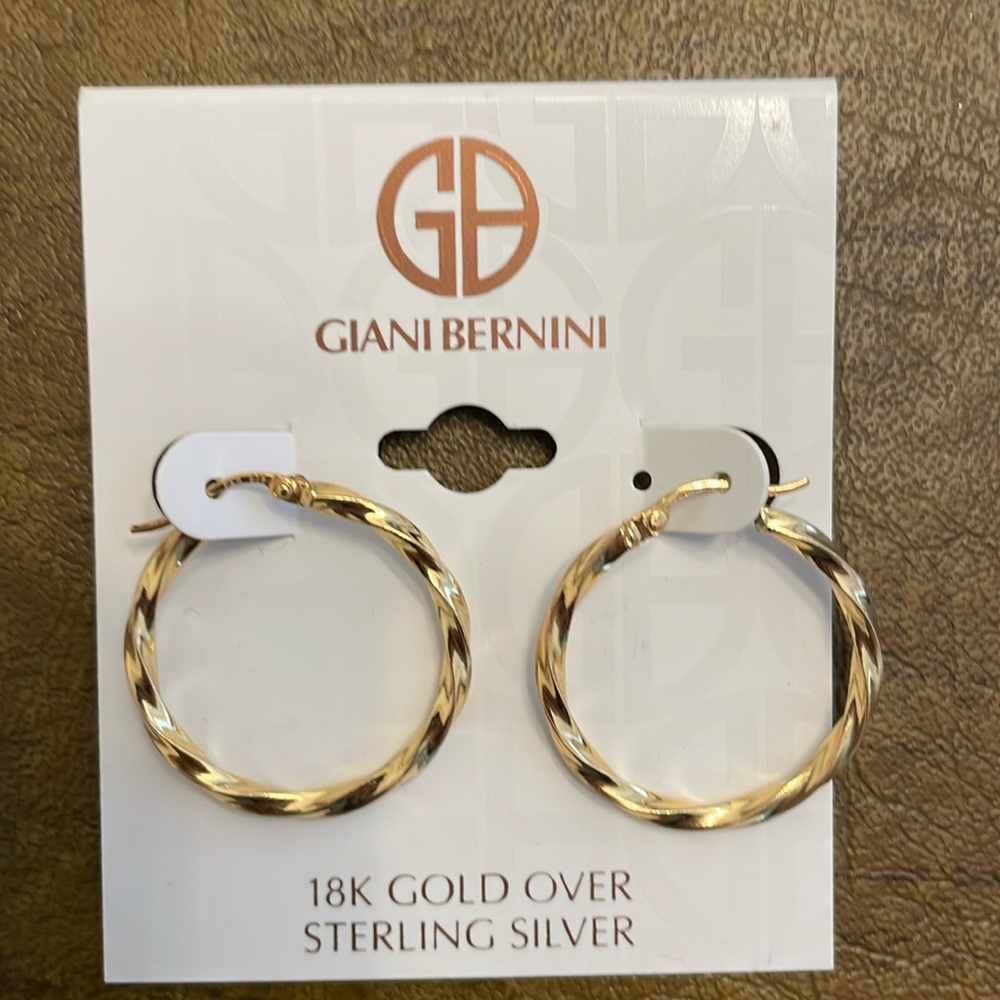 Gianni Bernini Gold Hoop Earrings NWT